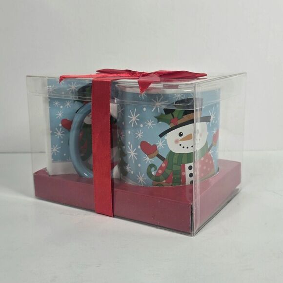 Celebrate It Let It Snow Snowman Mug & Coaster Set Holiday Gift 12oz - Picture 1 of 6